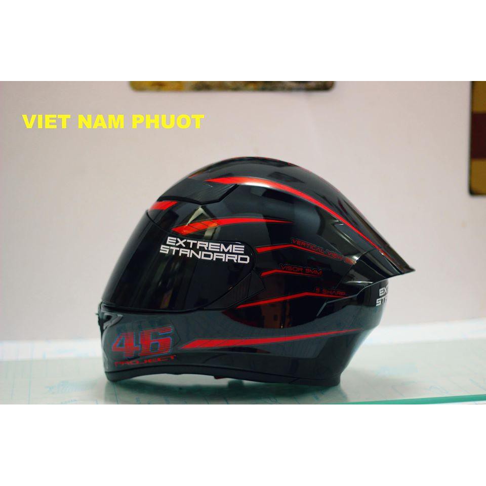 Nón bảo hiểm Fullface 1 kính M138b lên tem 46 đỏ