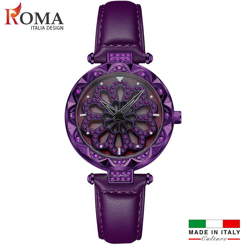 Đồng hồ nữ ROMA ITALIA XOAY 360 Dây Da Cao Cấp + Tặng Kèm Pin