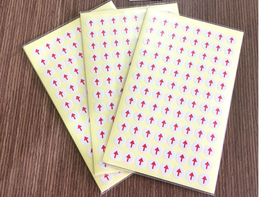 (1 Xấp 10 Tờ) Giấy Decal mũi tên tròn màu đỏ