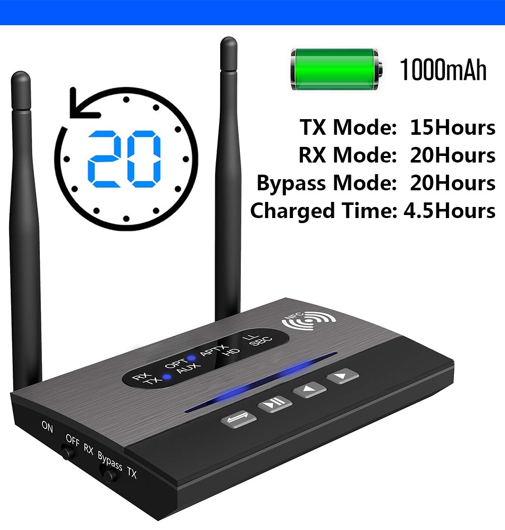 Bộ thu phát bluetooth 5.0 b22 bộ chuyển đổi âm thanh nfc quang học aptx-hd ll 3.5mm rca aux cho tv tai nghe