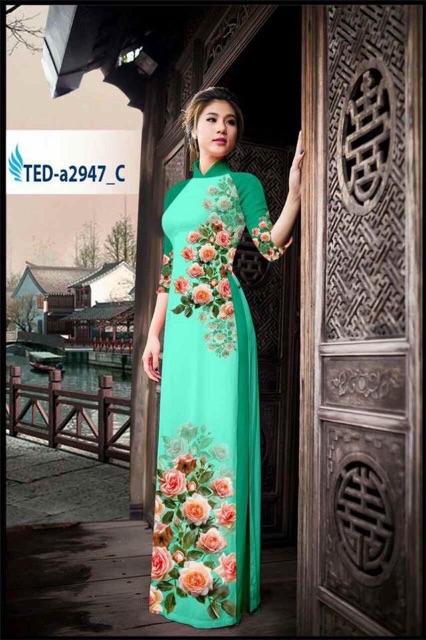 [HCM]Vải áo dài hoa hồng