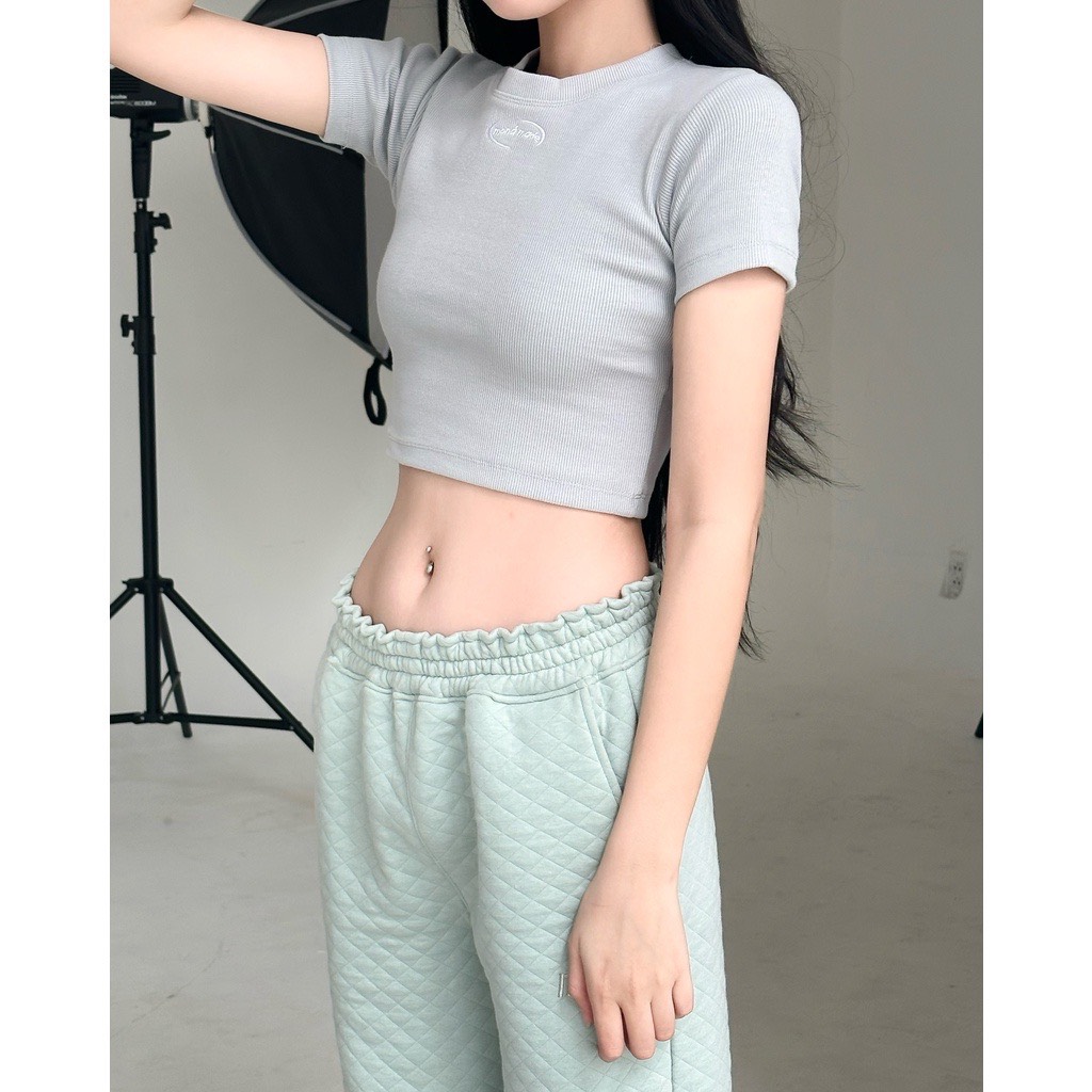 [VOUCHER 12%/149K] Áo thun baby tee MONÁ - TINY TEE XÁM/XANH