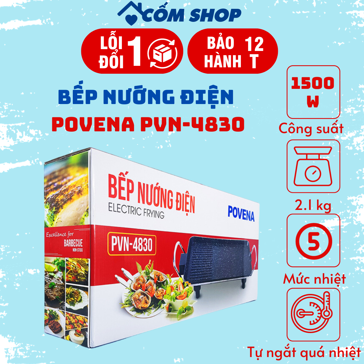 Bếp nướng matika 4928 1500w to bảo hành 12 tháng