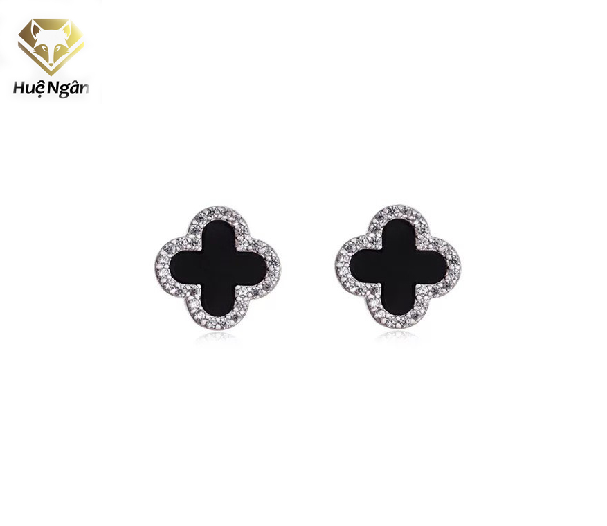 Bông tai nữ trang sức bạc ý s925 bạc xinh - cỏ bốn lá may mắn rye140928