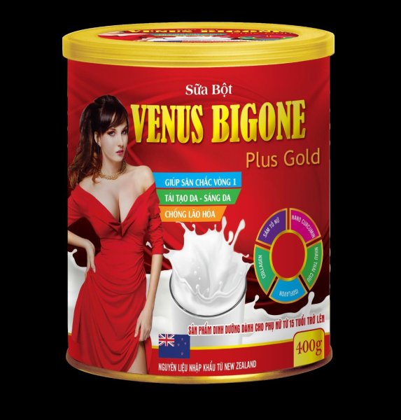 Sữa Bột Tăng Kích Thước Vòng 1- Venus BigOne Plus Gold với thành phần  Sâm Tố Nữ,Collagen, Nhau Thai Cừu Giúp Săn Chắc Vòng 1,Cân Bằng Nội Tiết Tố, Làm Đẹp Da, Tái Tạo Da, Sáng Da, Mờ Nám- Hộp 400g