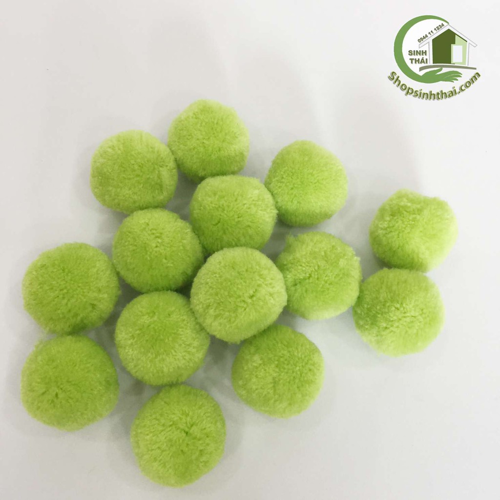 [HCM]Ba cục bông len tròn 3cm - màu xanh lá