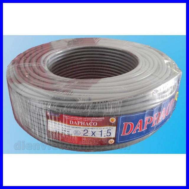 Dây pha mềm 2 lõi ruột đồng vỏ bọc PVC 2x1.5 Daphaco - Điện Việt