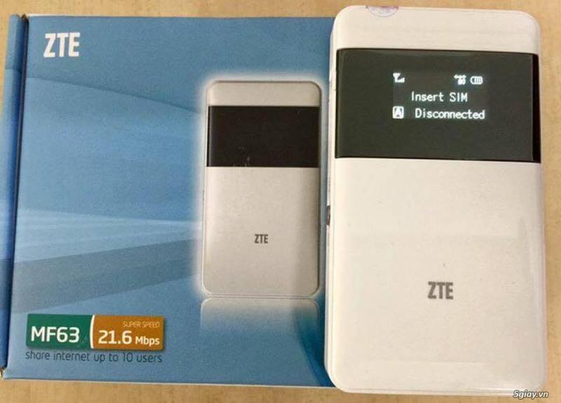 Bộ Phát WiFi 3G Di Động  ZTE MF63(dùng các sim nhà mạng việt nam)