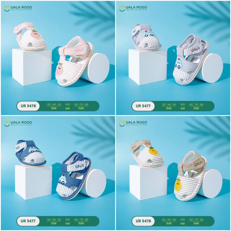 Dép sandal tập đi quai dính trẻ em Uala Rogo giá rẻ