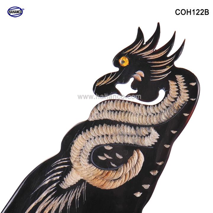 Lược sừng đen hình Rồng - COH122B (Size: L - 18cm)  Quà tặng rất đẹp - Horn Comb of HAHANCO - Chăm sóc tóc