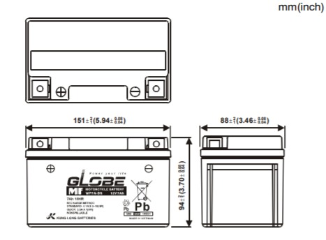 Bình ắc quy GLOBE WP7A-BS 12V-7Ah