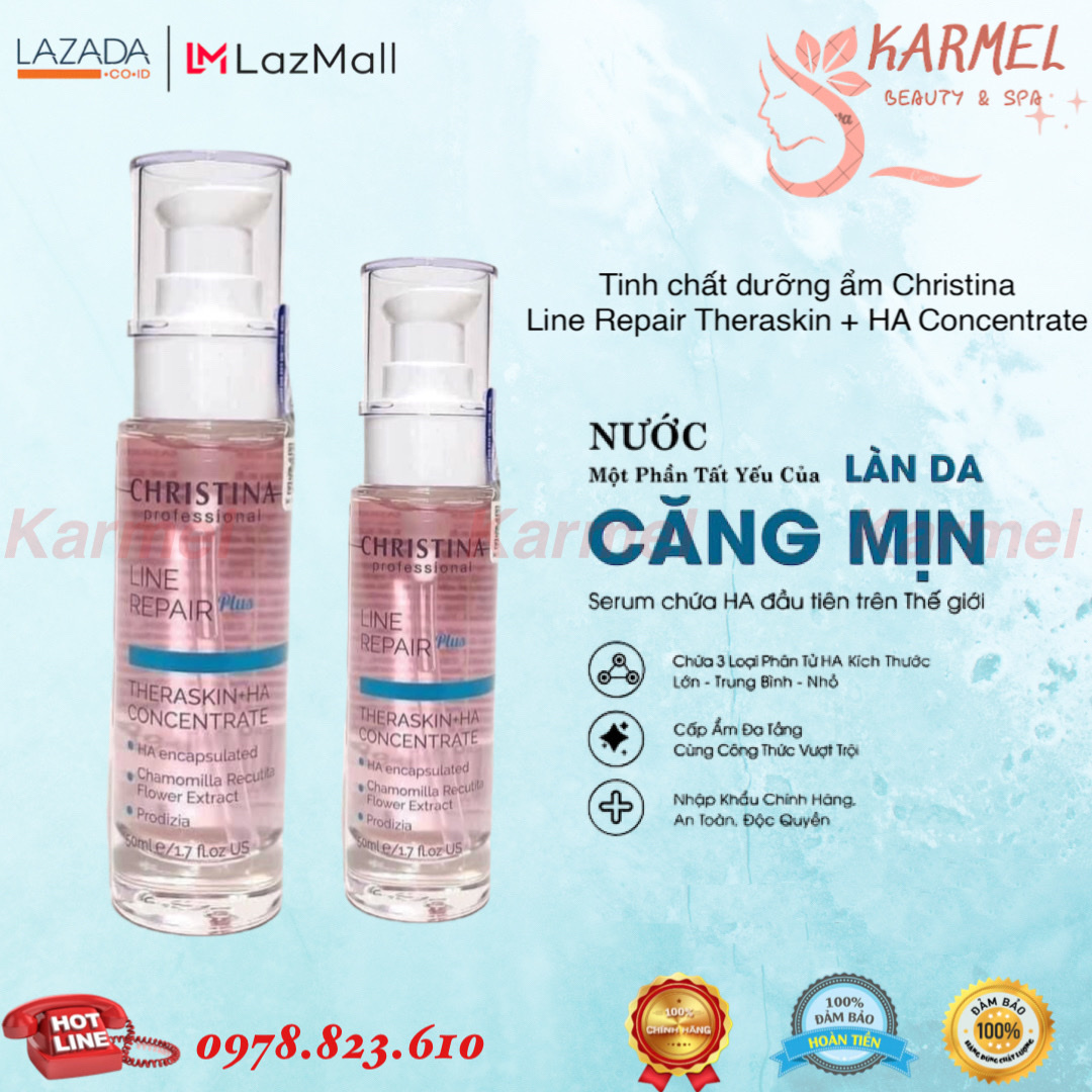 Tinh chất cấp nước trẻ hóa và phục hồi da cao cấp chri sti na linerepair theraskin+ha concentrate 50ml - karmel chính hãng