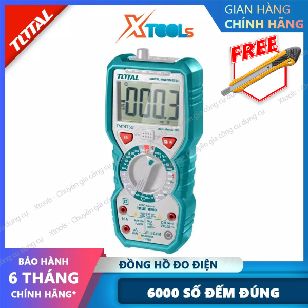 Đồng hồ đo điện vạn năng TOTAL TMT47503 có tính ứng dụng cao. Thiết bị điện vạn năng chất liệu cao cấp 6000 số đếm đúng - sản phẩm chính hãng [XTOOLs] [XSAFE]