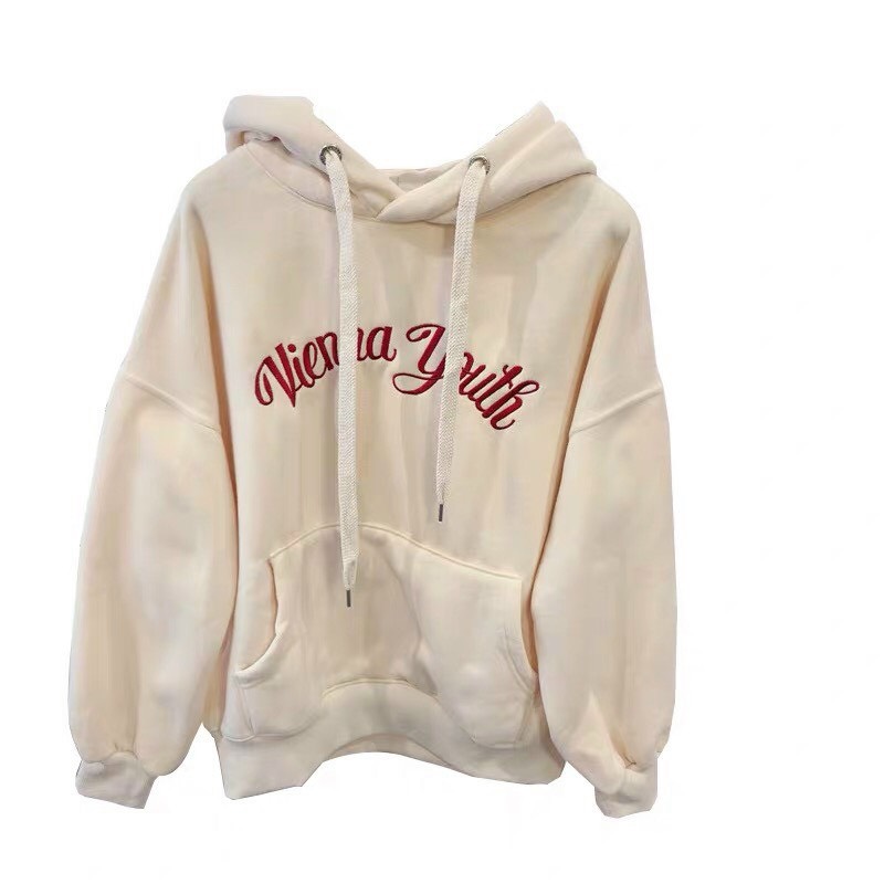 [HCM]ÁO KHOÁC HOODIE NỮ CÓ NÓN LÓT BÔNG DẦY DẶN MÀU NUDE THÊU CHỮ ĐẸP THỜI TRANG CAO CẤP THỎ TÂY SHOP94 DB1001