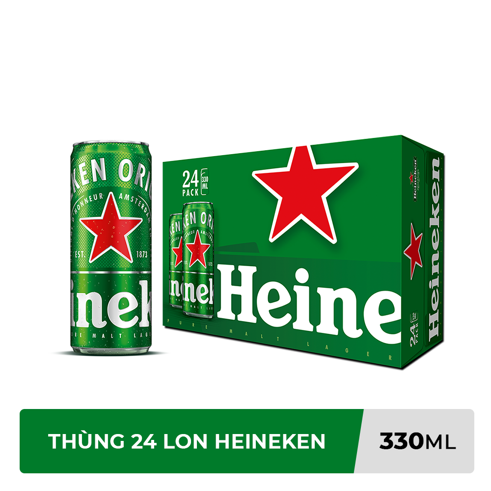 [HOT DEAL][Trợ ship 38k + VC 10k] Thùng 24 lon bia Heineken Sleek 330ml/lon
