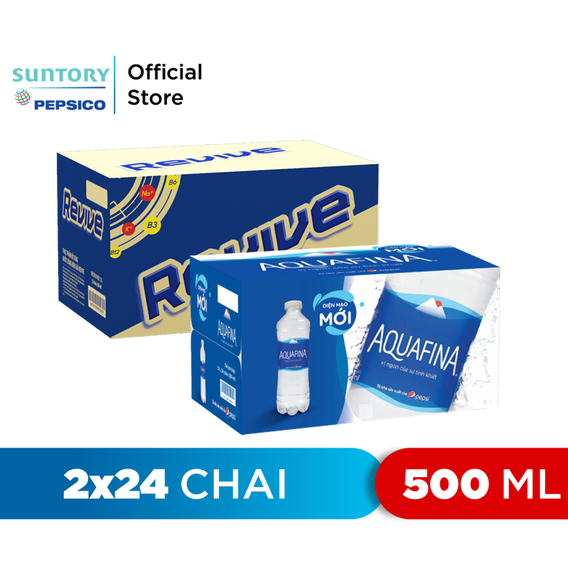 [SALE 15.7] Combo 1 Thùng 24 Chai Revive và 1 Thùng 24 Aquafina (500ml/chai)