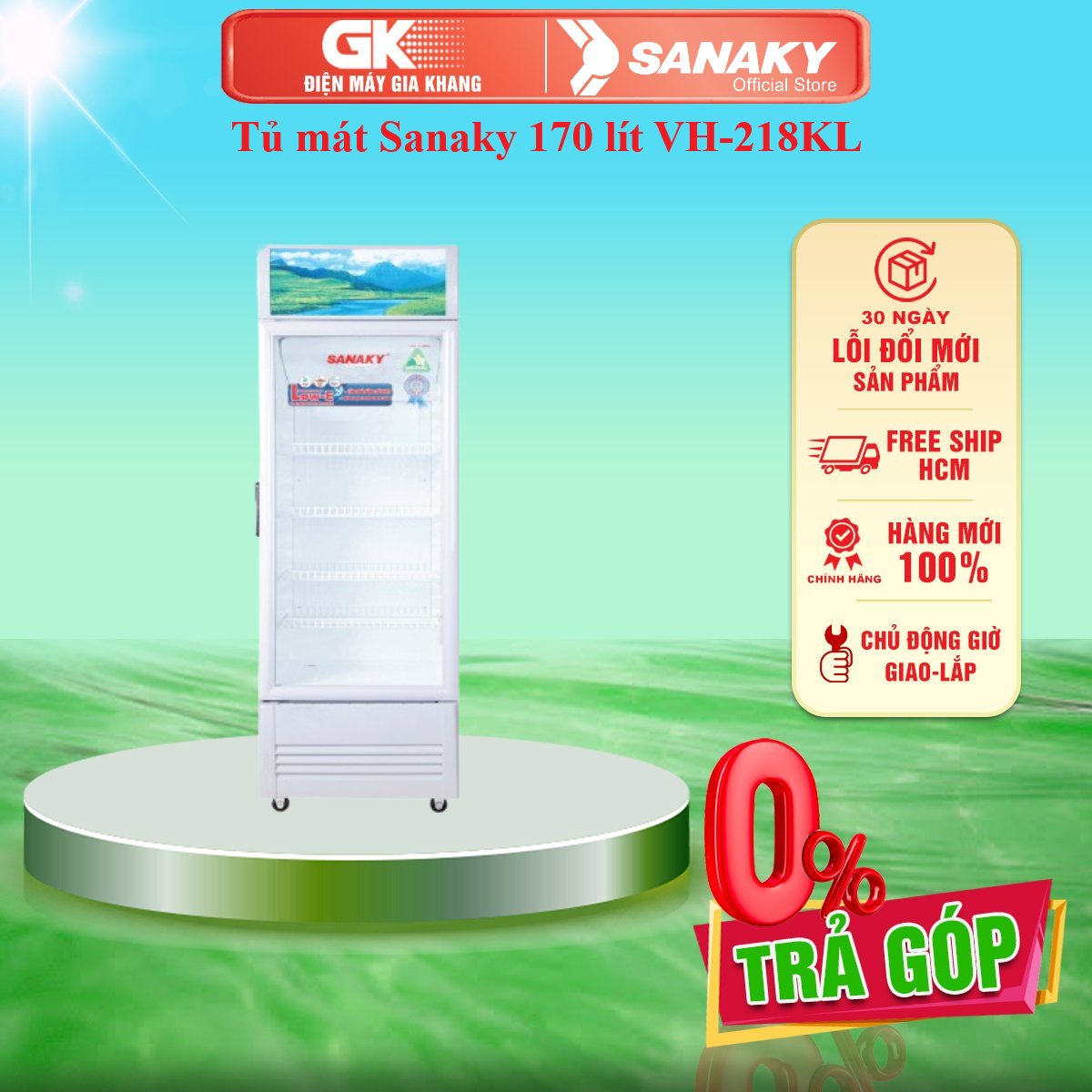 Tủ mát sanaky 170 lít vh-218kl - giao toàn quốc - freeship hcm