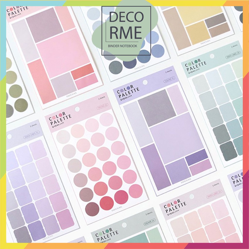 [Lấy mã giảm thêm 30%]Set 4 sticker color palette phụ kiện trang trí Decorme
