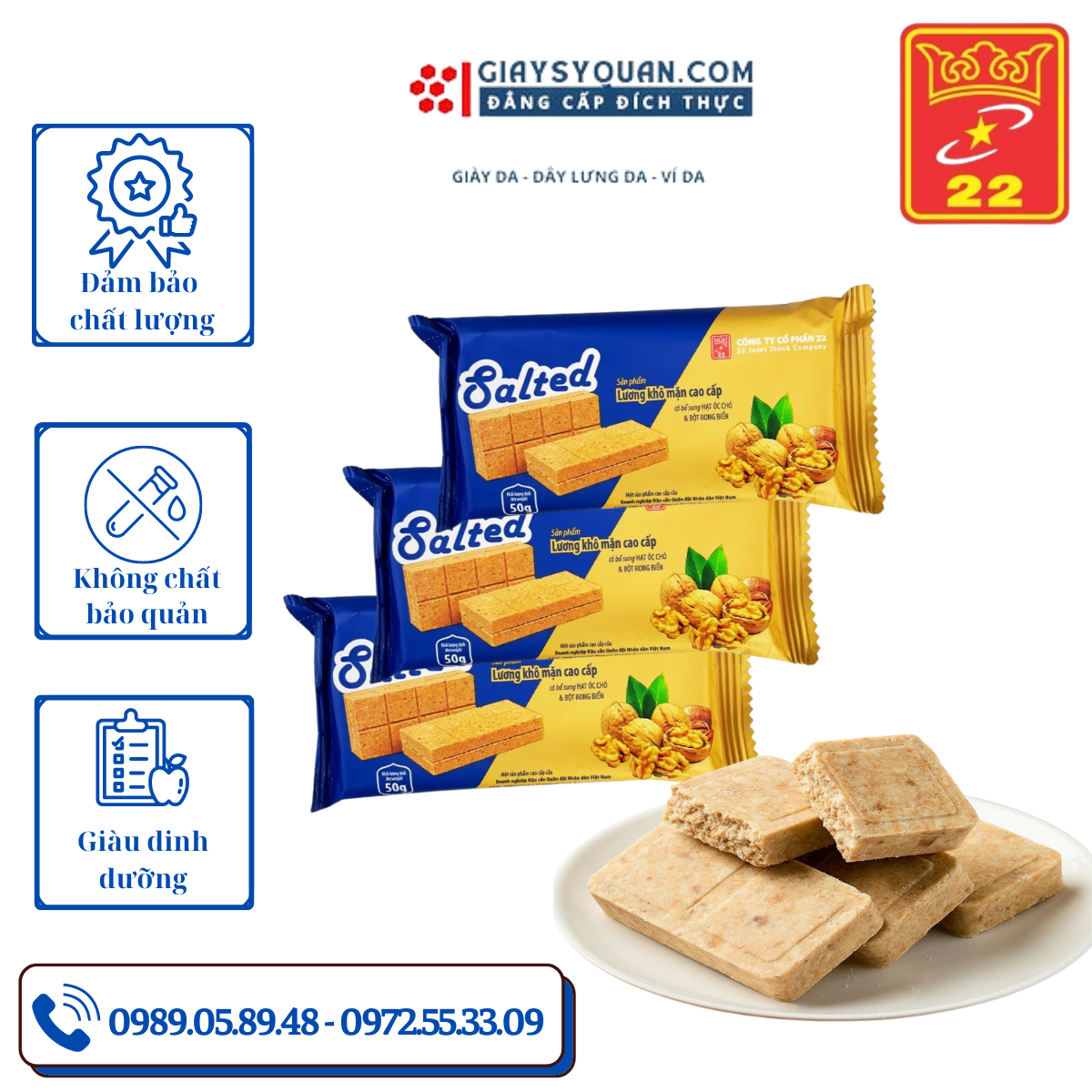 Lương Khô Salted 500g – Bánh Dinh Dưỡng Vị Mặn