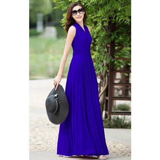ĐẦM XÒE DÀI CỔ CHOÀNG, ĐẦM MAXI ĐI BIỂN