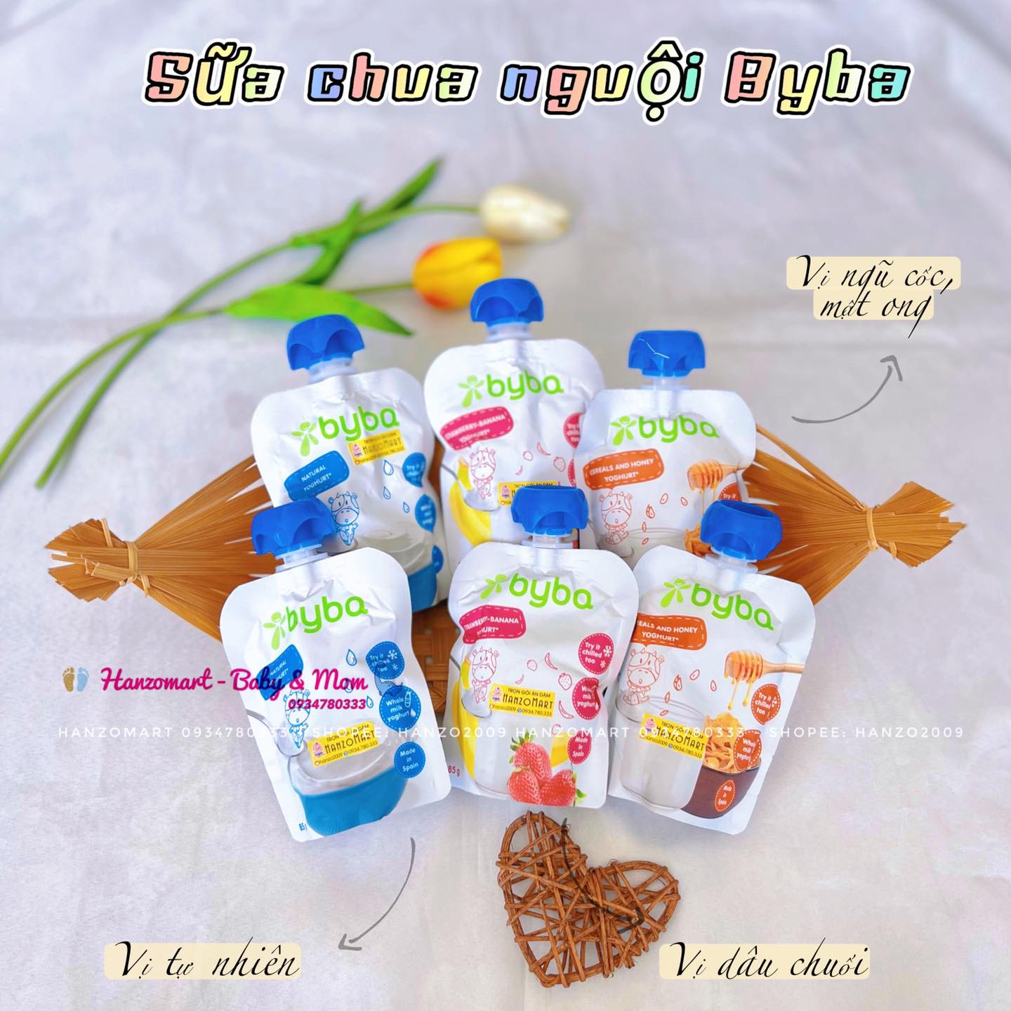 Sữa chua nguội Byba dạng túi cho bé ăn dặm