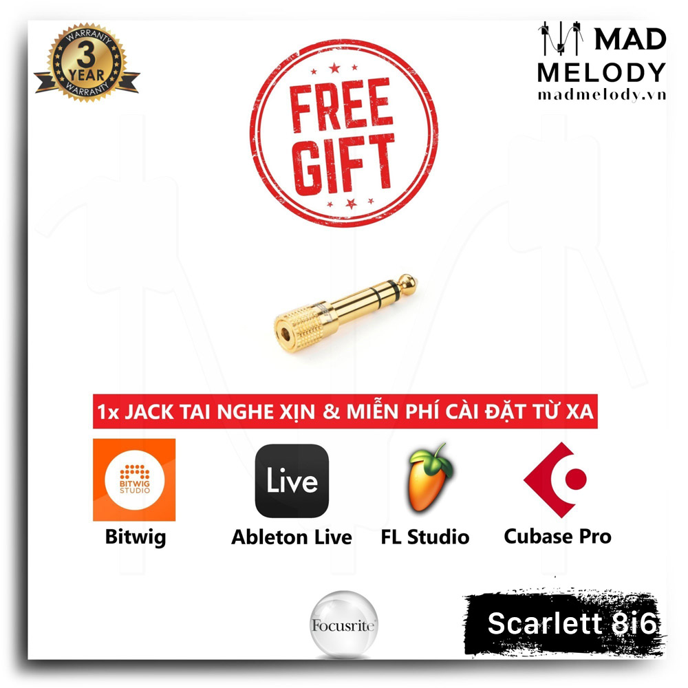 Focusrite Scarlett 8i6 USB Audio Interface (3rd Gen) [soundcard thu âm/kiểm âm 8i6 Gen 3, thế hệ 3, NEW]