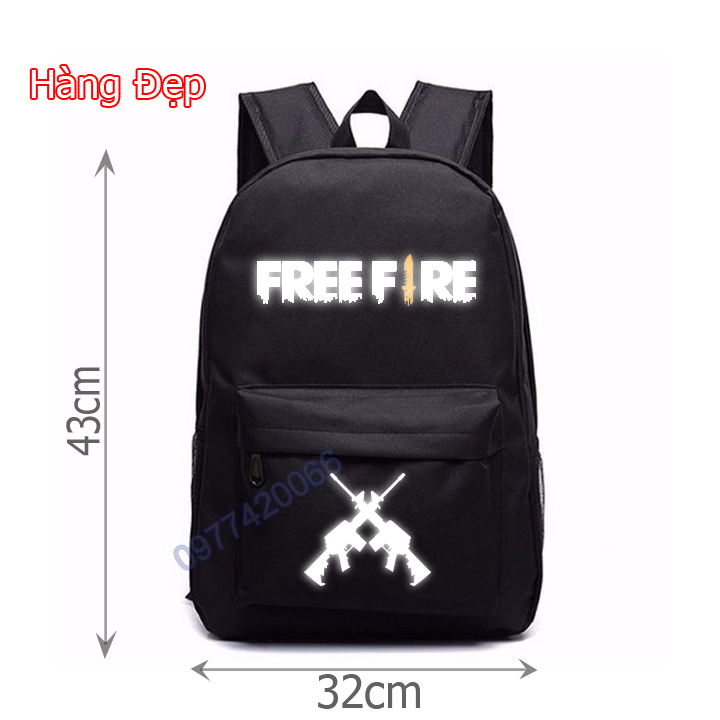 cặp FreeFire, balo game Free Fire, balo phản quang free fire may 3 lớp loại nhỏ