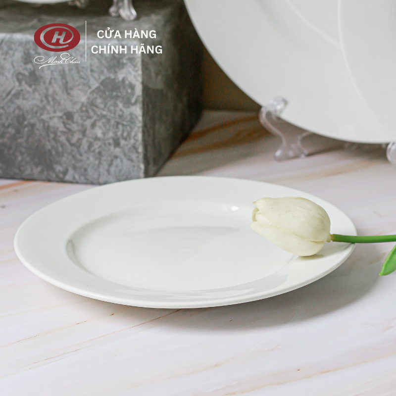 Đĩa Cạn Trắng Trơn Cỡ Lớn 25cm -D10 - Sứ Minh Châu