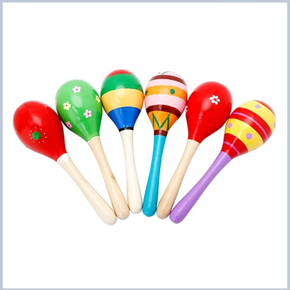Lục lạc gỗ đầu tròn cho bé (Nhiều mẫu màu sinh động) SHOPMEBEE