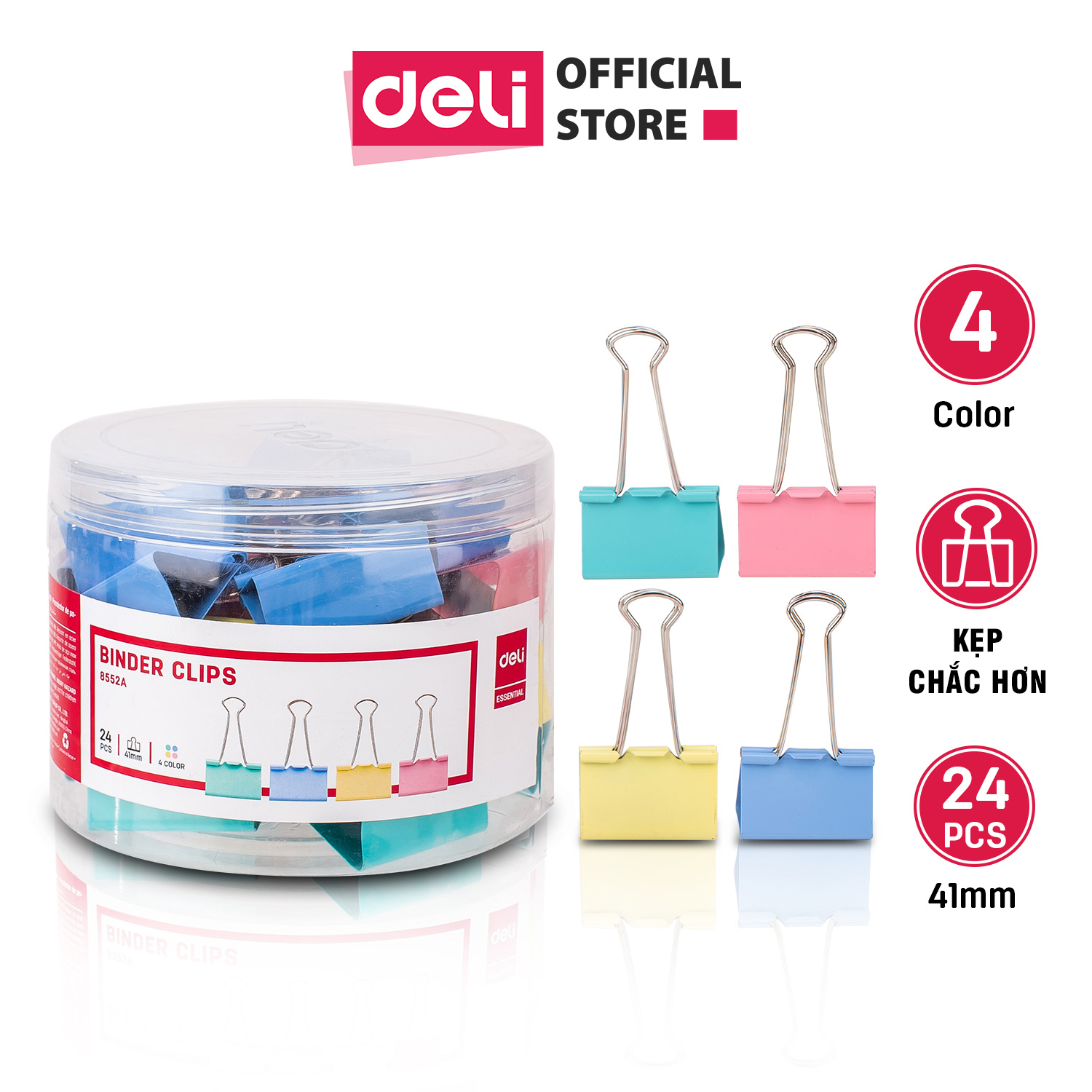 Kẹp bướm Deli - kẹp tài liệu - 24 chiếc/hộp - E8552A