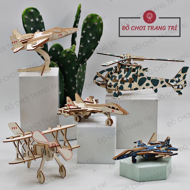 Đồ chơi lắp ráp gỗ 3D - Mô hình MÁY BAY, TRỰC THĂNG CHIẾN ĐẤU