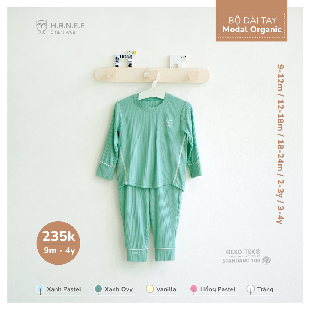 Bộ dài tay Modal Organic Hrnee cho bé 9m - 4Y