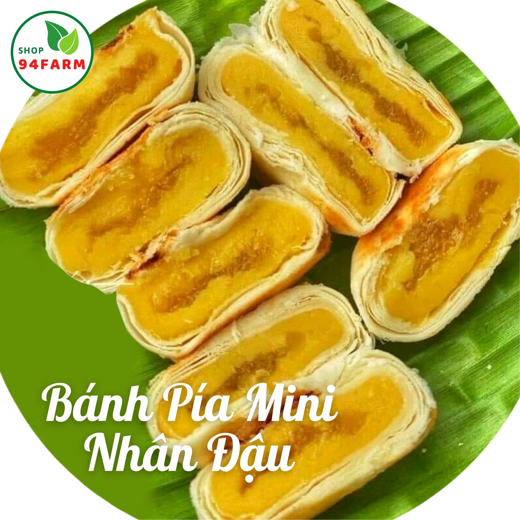 1 cây 5 cái (130gr) Bánh Pía mini đậu xanh sầu riêng lá dứa Kim Sa Tân Khánh Phát