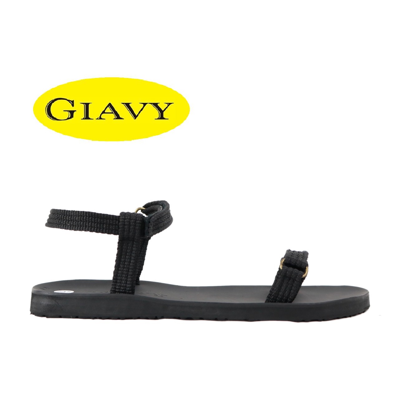 Giày sandal nữ quai ngang Gia Vy (Giavy chính hãng S789 Đen, giày quai hậu chất quai vải dù, đế cao su)