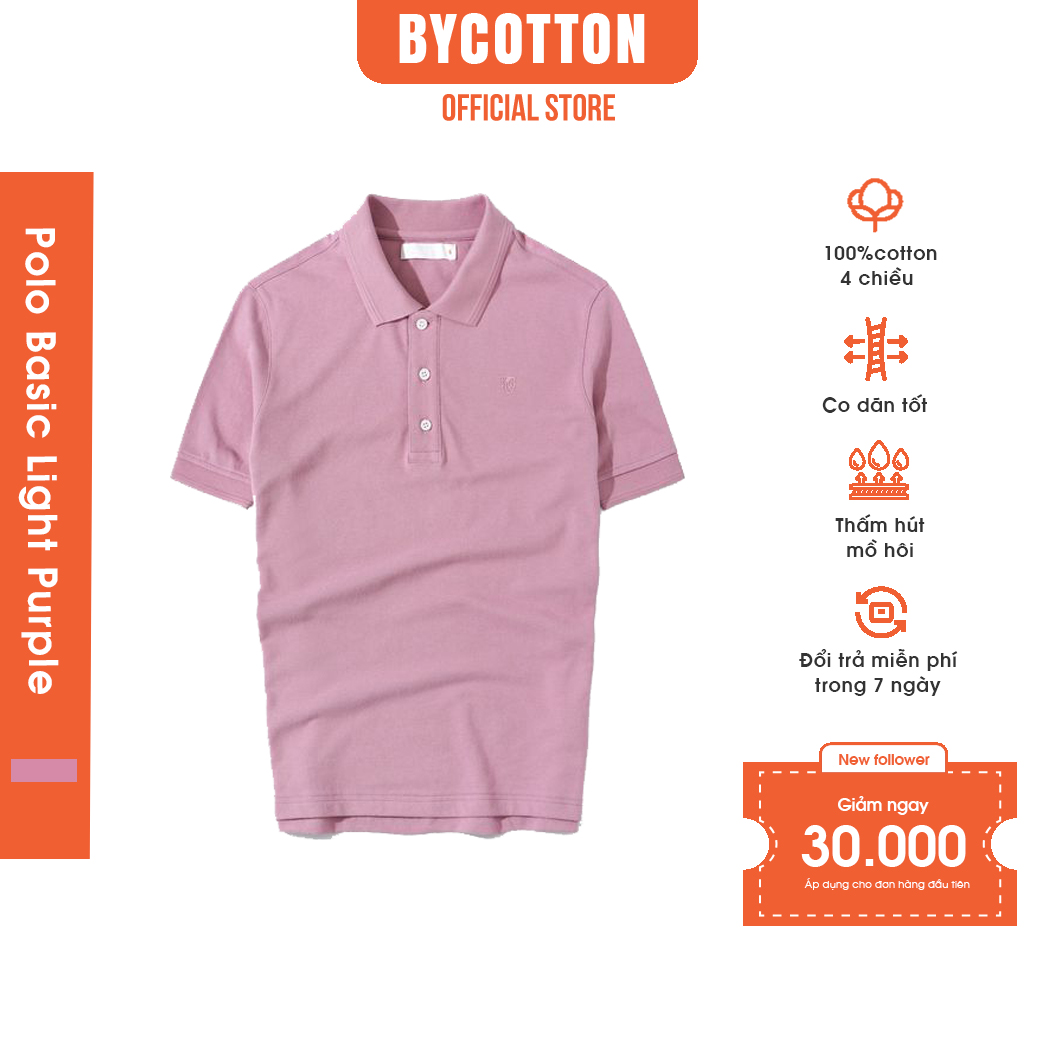 Áo Thun Nam Cao Cấp Polo Cổ Bẻ Tím Nhạt Premium Light Purple Basic BY COTTON