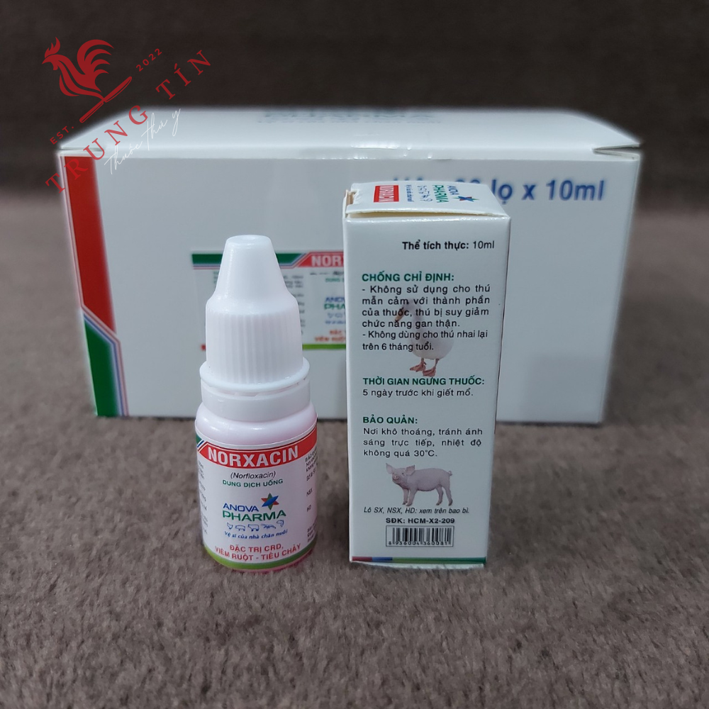 HCM - Norxacin  lọ 10ml cho gà (đặc trị CRD , viêm ruột , tiêu chảy) công ty Anova Pharma