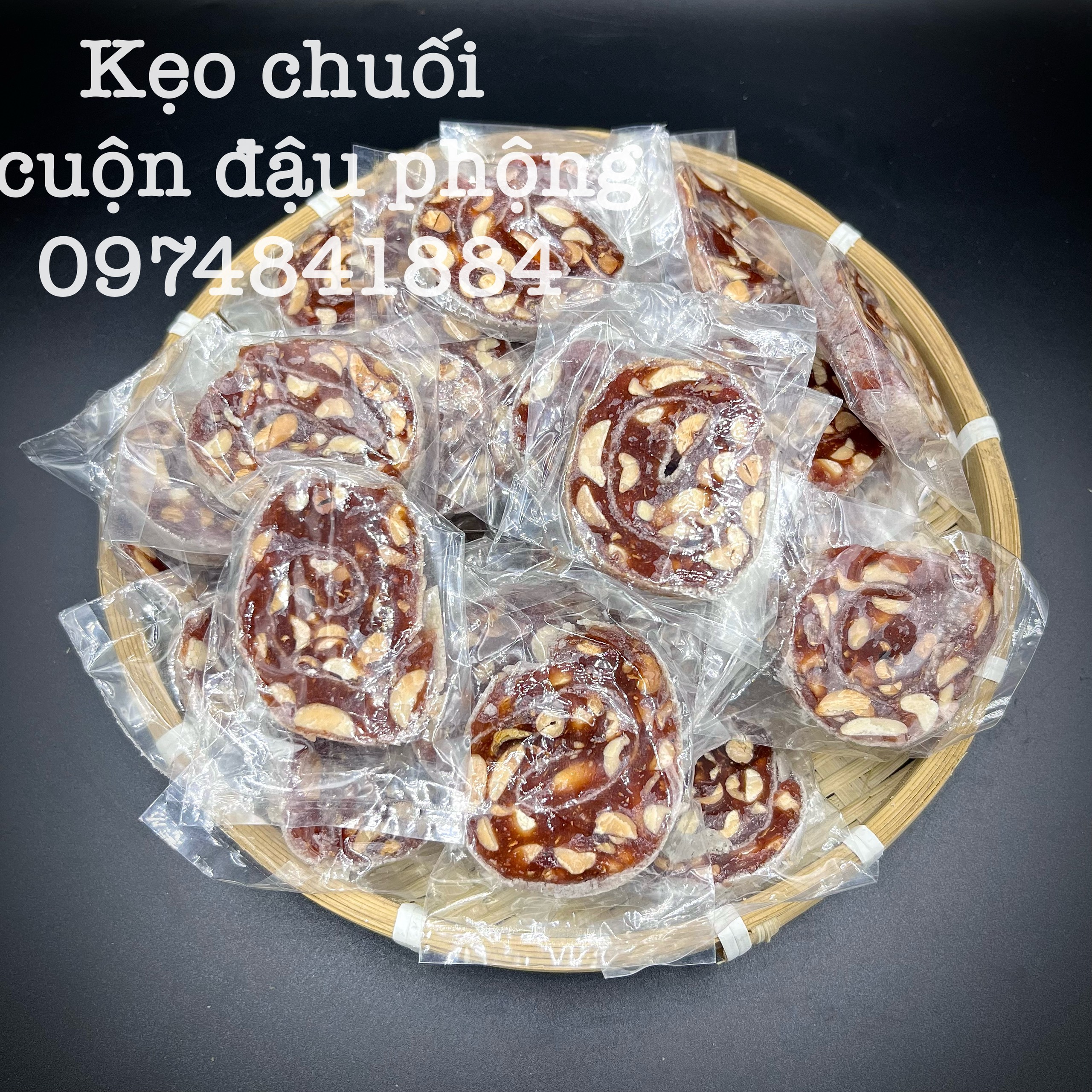 Kẹo chuối cuộn đậu phộng truyền thống thơm ngon 250g/ 500g/ 1kg - đặc sản Bến Tre