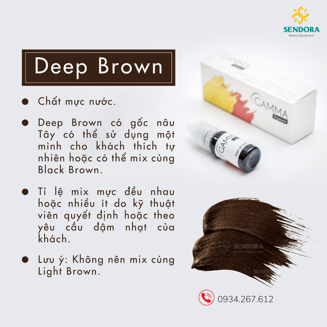 [HCM]Mực phun mày Gamma – Deep Brown (chính hãng Đài Loan -10ml)
