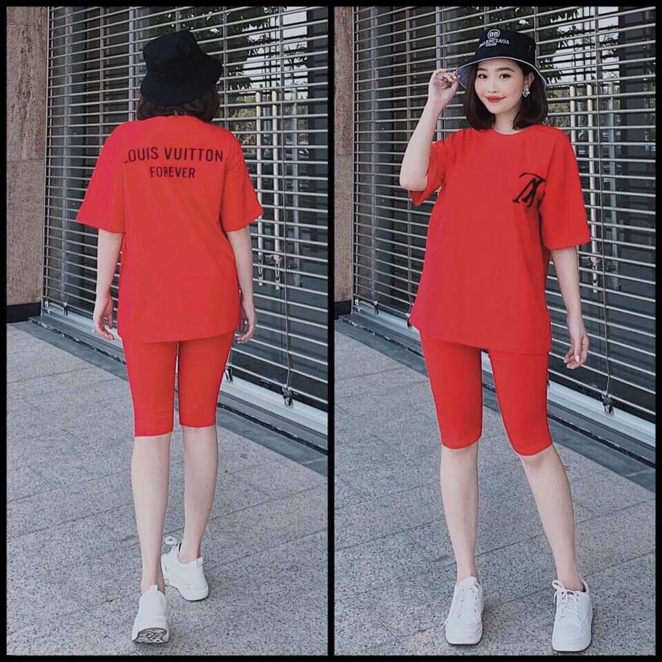 Set bộ lửng thời trang sắc màu thiêu chữ siêu hot