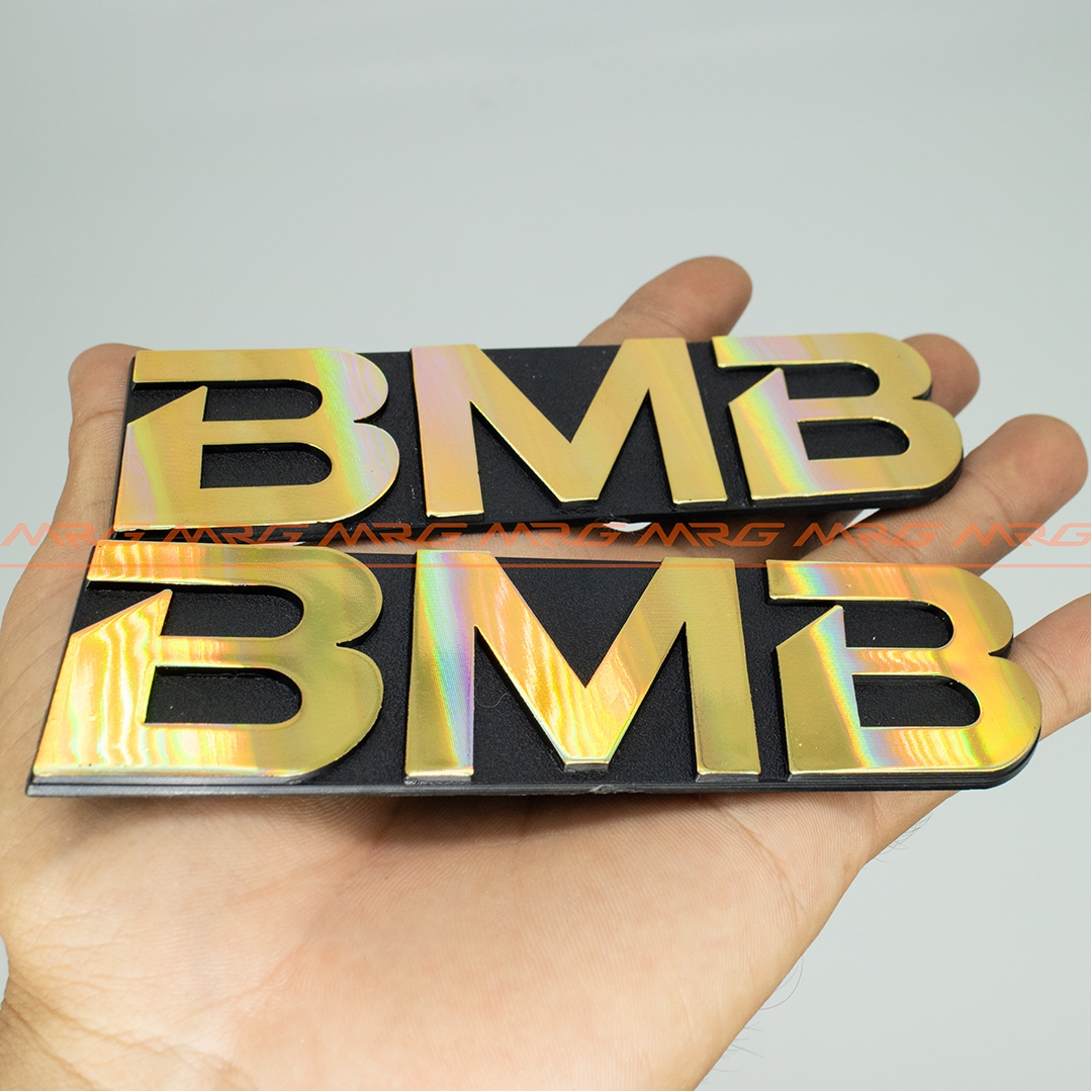Tem BMB nhôm 13cm x 4cm , giá 1 chiếc, tem gắn loa bmb bằng nhôm có 2 chân gài phía sau tem.