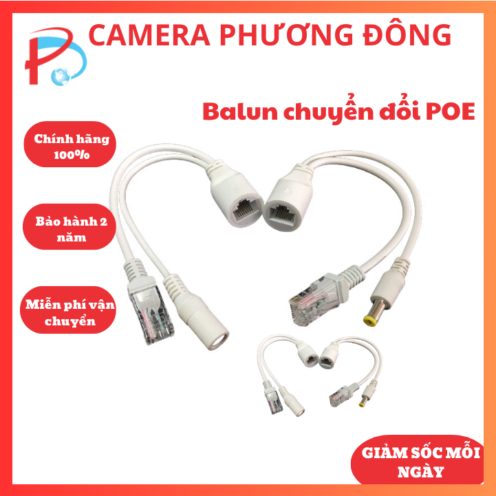 Balun chuyển đổi poe cho camera ip - bộ cáp chuyển nguồn poe cho cam