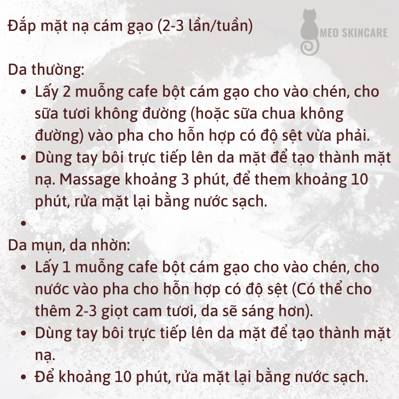 [HCM] Bột cám gạo sạch nguyên chất handmade gói 100g