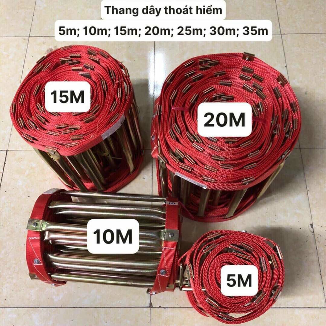 Thang dây thoát hiểm chống cháy , thang dây cứu sinh chiều dài (5m,10m,15m, 20m, 25m,30m, 35m, 40m).