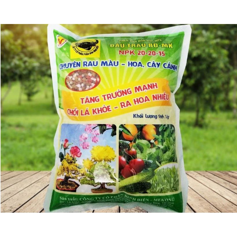 Phân bón npk đầu trâu 20-20-15 gói 1kg chuyên dùng cho hoa & cây kiểng