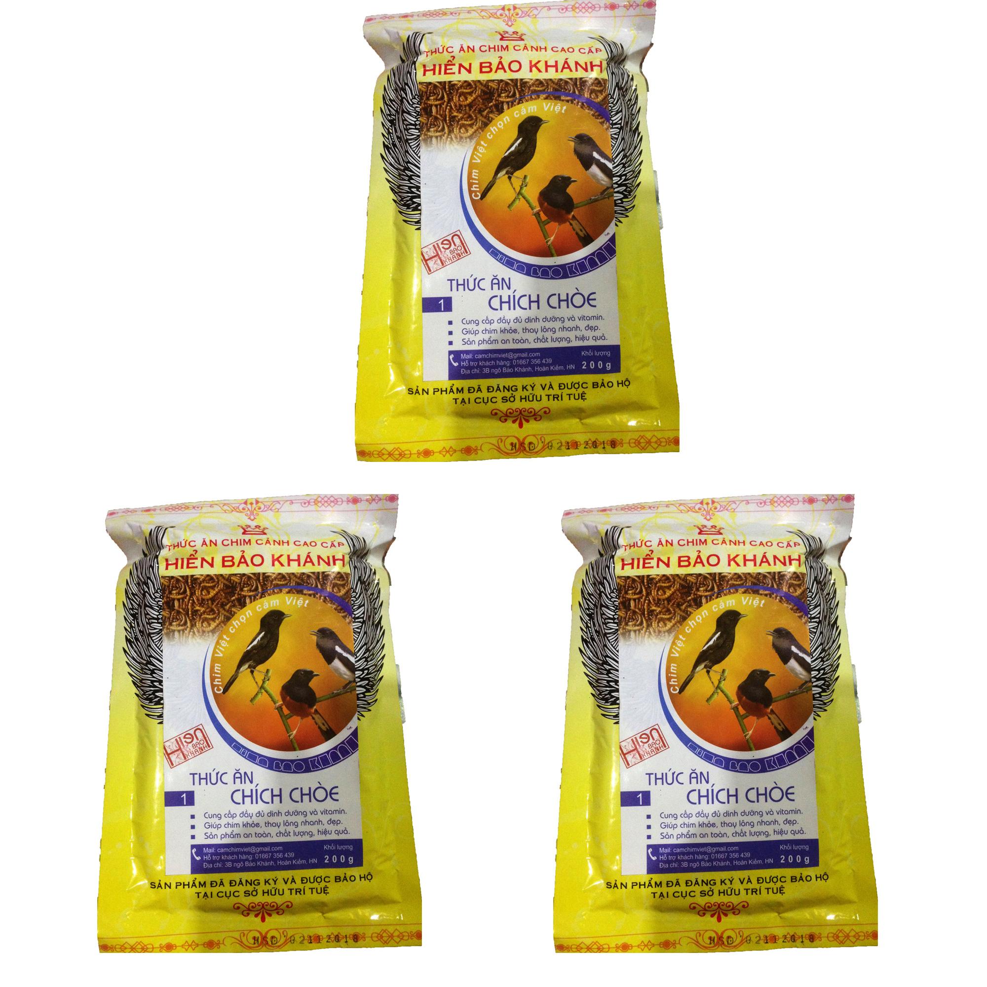 Combo 3 Gói Cám Hiển Bảo Khánh Chích Chòe Dưỡng - Thay Lông (Số 1) 200g - Thức Ăn Chim Cao Cấp