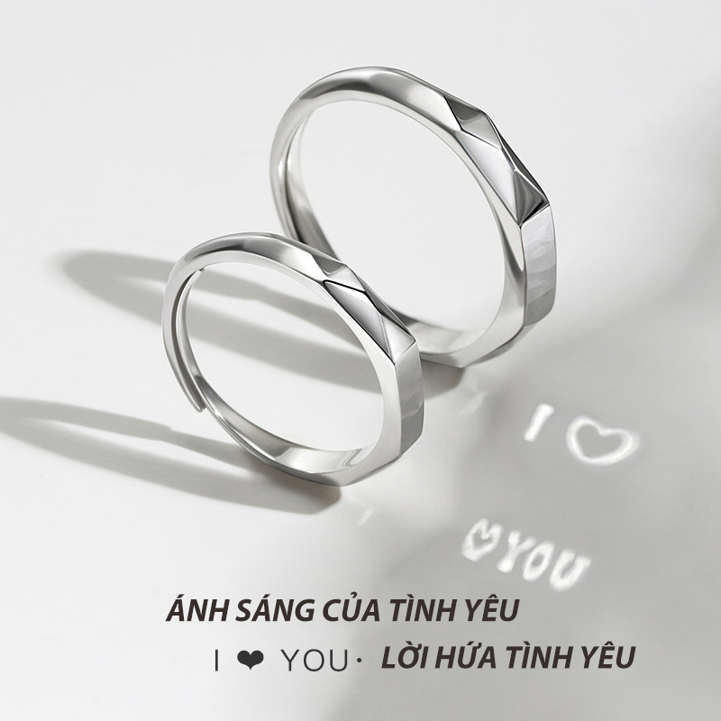 Nhẫn cắp chiếu quang học chữ I love U
