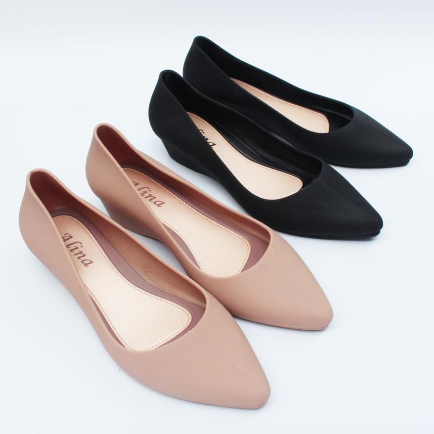 giày công sở giày đi mưa cao 3p màu đen, kem (ảnh thật) kiểu chống trơn trượt size 36 đến 40 mẫu V158 giá rẻ