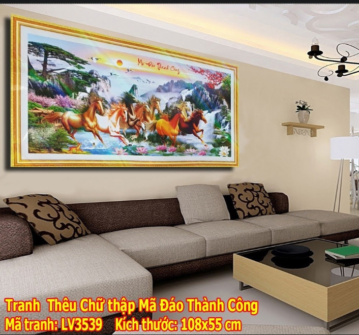 Tranh thêu chữ thập cao cấp Mã đáo thành công lv3539-kt108x55cm-NgocThinhShop