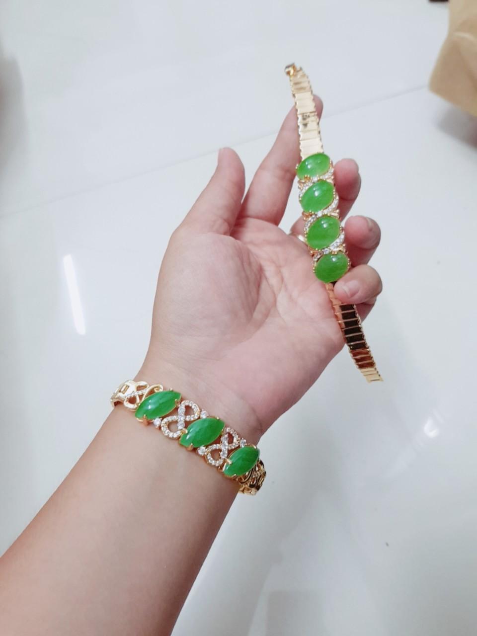 LẮC TAY ĐÍNH ĐÁ 4 HAT CẨM THẠCH MẠ VÀNG 18K