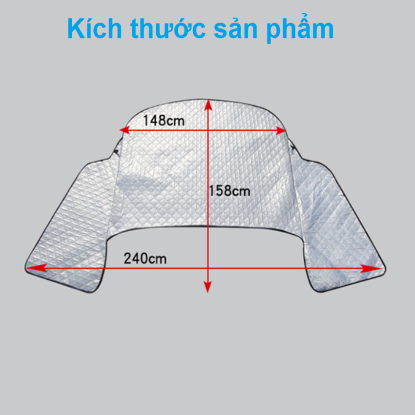 Tấm, bạt chắn nắng kính lái, hông xe và gương chiếu hậu xe ô tô 4 lớp tráng nhôm có nam châm cố định, túi đựng zip tiện lợi